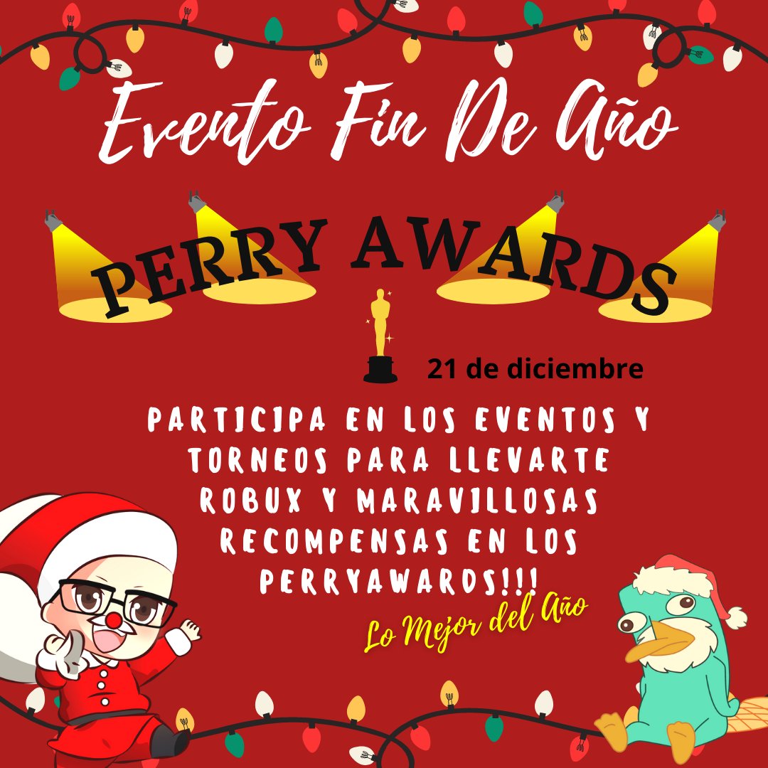PerrySimulator's tweet image. oficialmente tenemos fecha para todas las cosas y sin mas a competir en cada uno de los eventos y no se vayan a perder la premiacion de las mejores cosas del 2021 en los PerryAwards 🏆  el 21 de diciembre!

mas informacion en el discord: discord.gg/EQQxPmh