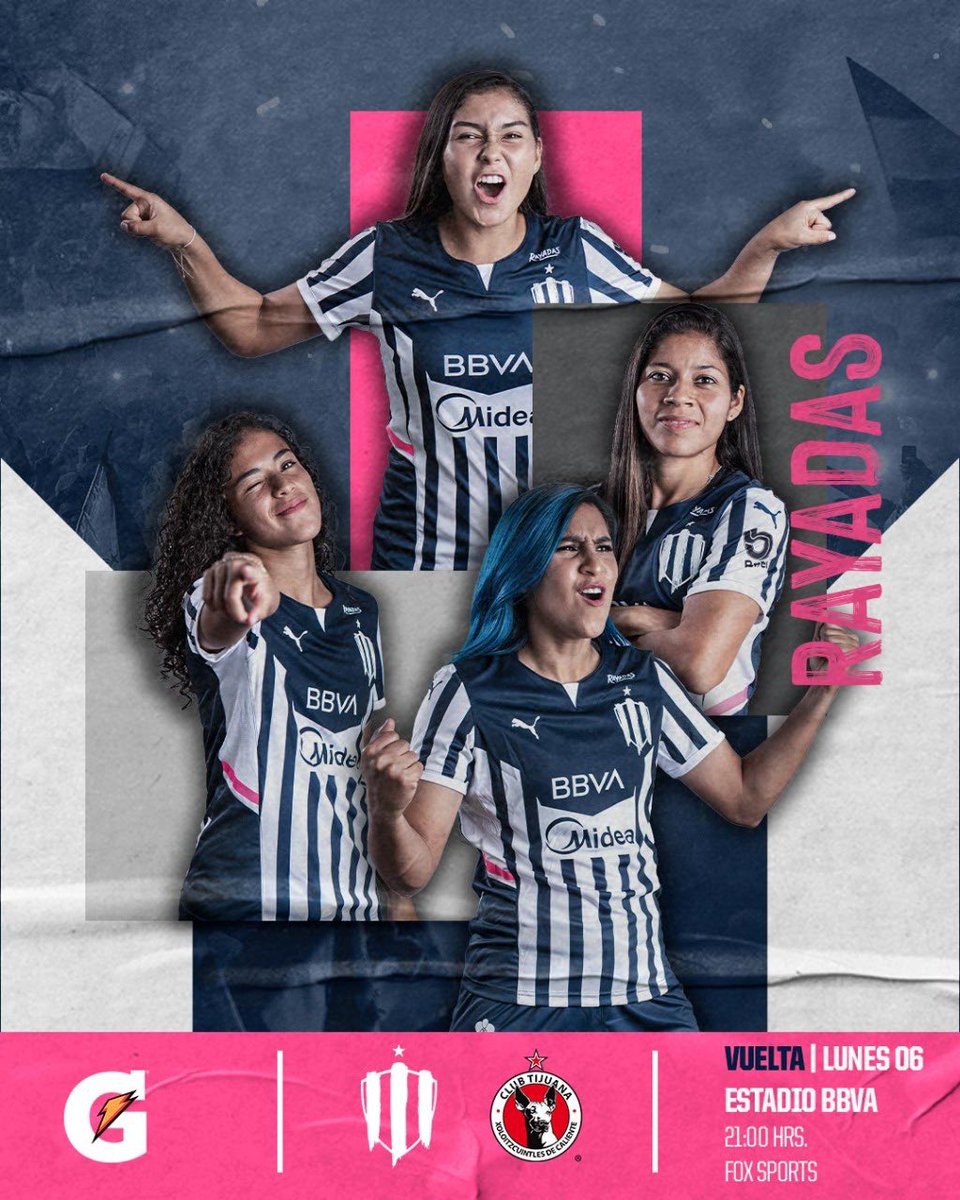 ⚽| ¡Hoy hay futbol! ¡Hoy vamos por el pase a Semifinales! 🤩⚽️ ⌚ 21:00 Hrs. 🆚 @XolosFemenil 📺 @FOXSportsMX 🏟️ BBVA Juntas, motivadas y con mucha #ActitudRayada 💙 ¡A dejar el corazón en la cancha, 𝗠𝗢𝗡𝗧𝗘𝗥𝗥𝗘𝗬! 🗣 @gatorademex #ArribaElMonterrey 🇫🇮