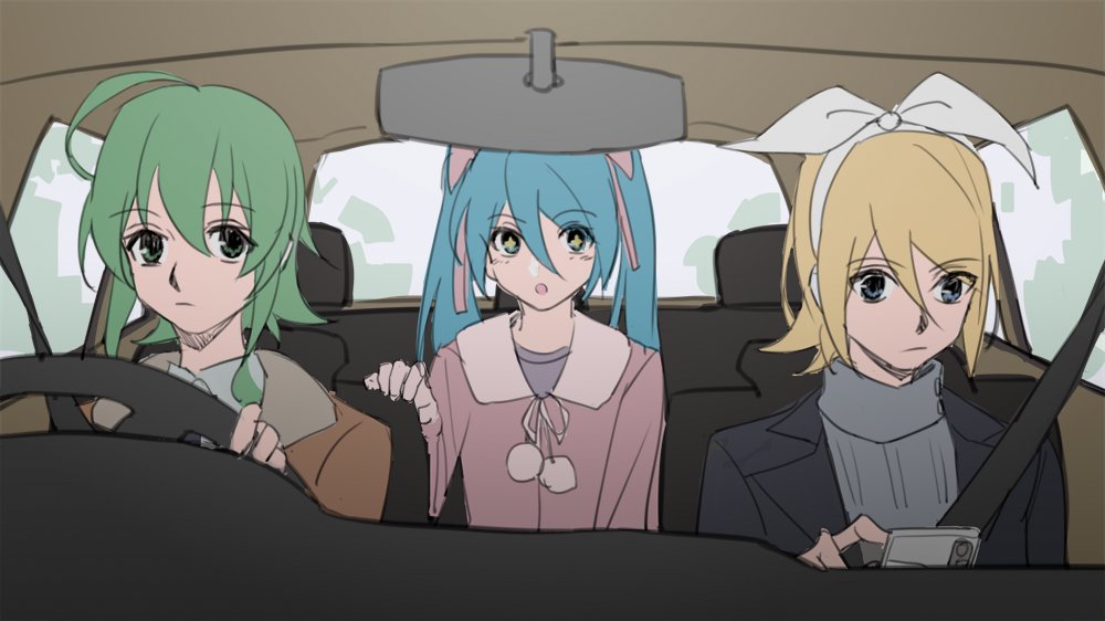 GUMI ,初音ミク ,鏡音リン 「🚗🚗🚗 」|woundsのイラスト