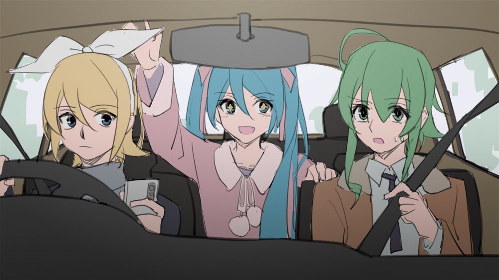 GUMI ,初音ミク ,鏡音リン 「🚗🚗🚗 」|woundsのイラスト