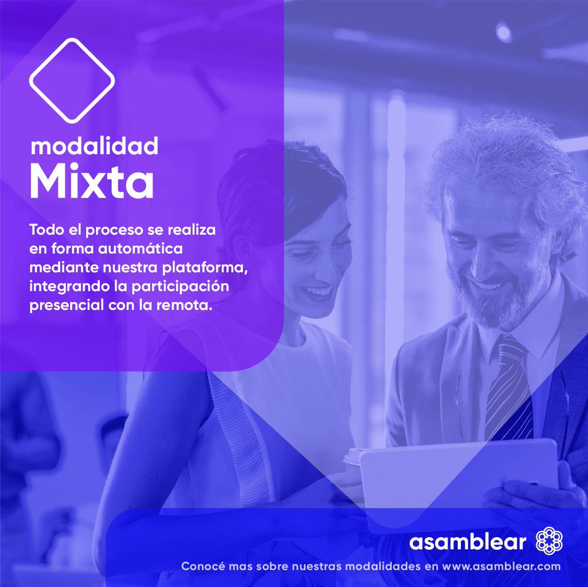 AsamblearOK's tweet photo. Hoy les presentamos a nuestra MODALIDAD MIXTA, un formato donde todo el proceso de asamblea se realiza en forma automática mediante nuestra plataforma, integrando la participación presencial con la remota. ✅ https://t.co/qxihmOtcIS