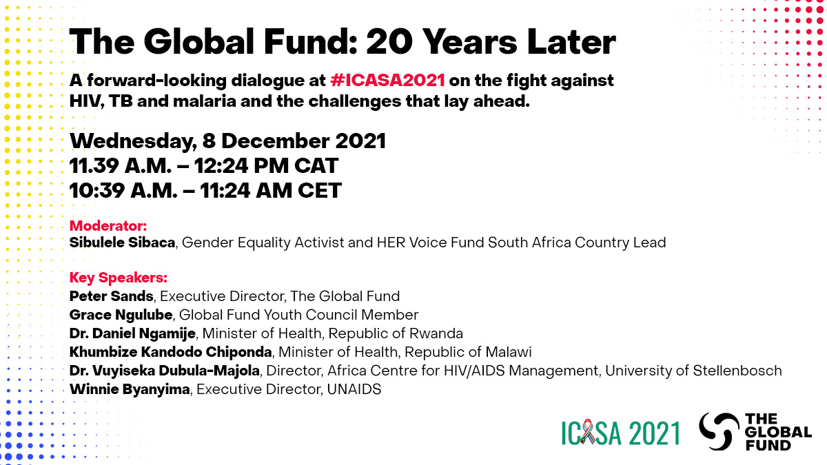 GlobalFund's tweet photo. This week @GlobalFund is joining #ICASA2021 – the largest HIV/AIDS conference in Africa. @PeterASands joins government leaders, youth ambassadors, &amp; civil society partners to talk about the progress we’ve made &amp; the work still unfinished in the fight against HIV, TB and malaria. https://t.co/zBWLQmfziG