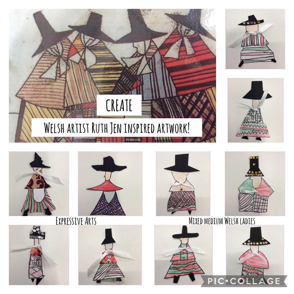 MissHoward24's tweet photo. These Welsh ladies inspired by artist Ruth Jen need to be printed on mugs, tea towels, EVERYTHING!!! I am blown away by the creative learners in 4MH! Christmas cards pending… 🎄@5tAndrews @sapsyear4 #RuthJen #SAPSEA #mixedmedium #Christmas https://t.co/bgA32LceUU