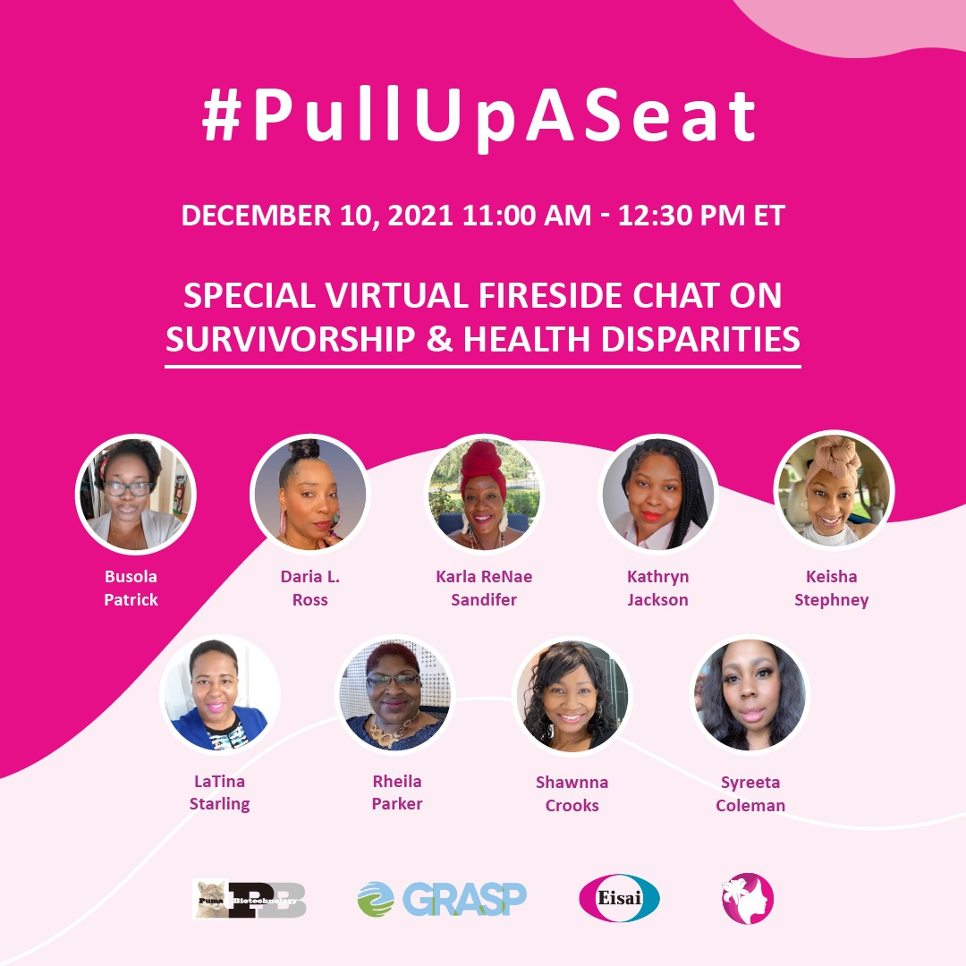 Join us this Friday for a virtual fireside chat for our final #PullUpASeat of the year! This amazing panel of patient experts will be discussing survivorship and health disparities - register now! 👇🏾

us02web.zoom.us/meeting/regist…