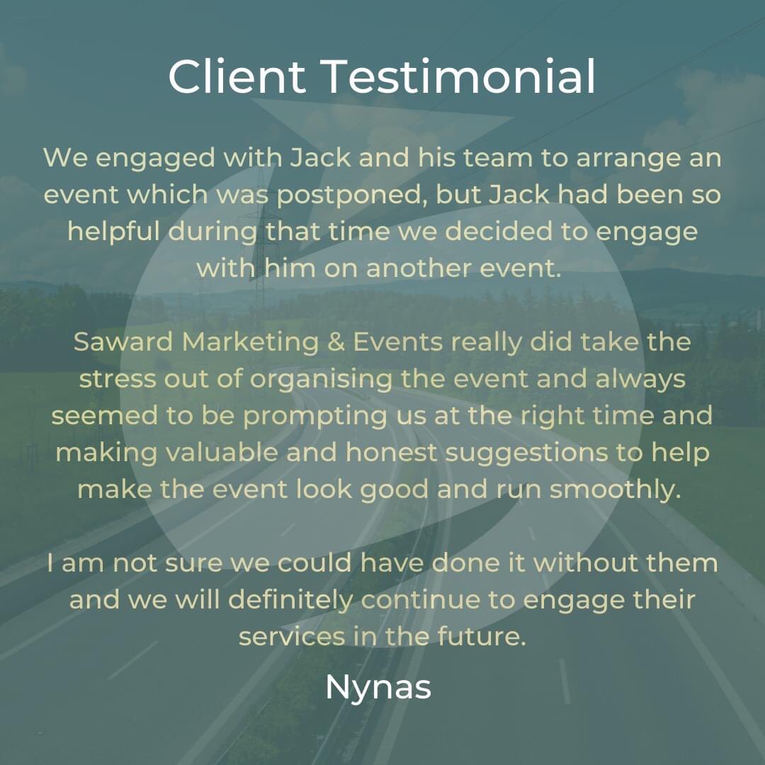 sawardmarketing's tweet photo. Despite postponements with events the communication we maintained with @NynasBitumen obviously helped.
@SawardJack often talks about 'Brutal Honesty' and we think its due to this that real trust is built.
We thank Nynas for their kind words.
#professionalcuddle #events https://t.co/fOuouhjAZq