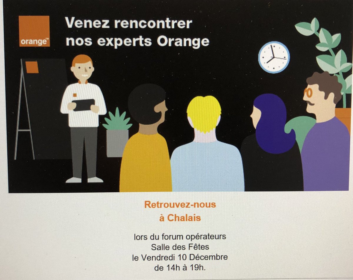 Venez rencontrer nos experts fibres #FttH <a href="/OrangeNvAquit/">Orange Nouvelle Aquitaine</a> pour vous faire bénéficier des offres fibre <a href="/Orange/">Orange</a> sur le réseau <a href="/NouvAquitTHD/">Nouvelle-Aquitaine THD</a> lors du forum opérateurs à Chalais ce vendredi 10 décembre de 14h à 19h