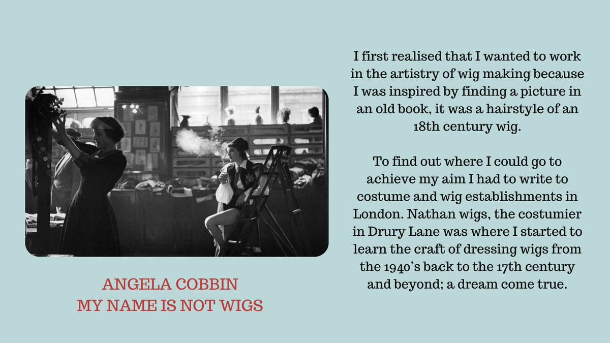 angela_cobbin's tweet image. I first realised that I wanted to work in the artistry of #wigmaking because I was inspired by finding a picture in an old book, it was a #hairstyle of an 18th century wig. Nathan wigs, the #costumier in Drury Lane was where I started to learn the craft of dressing #wigs.