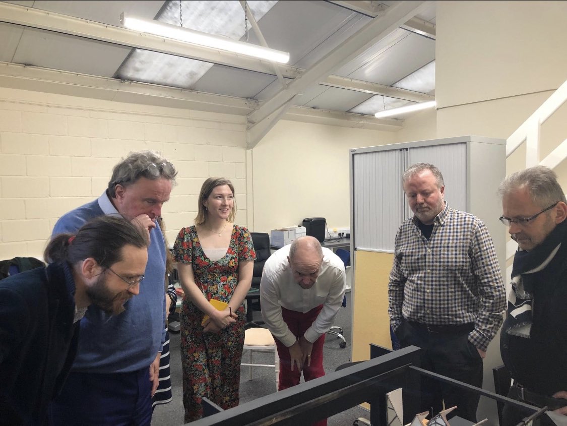 GrangeFestival's tweet photo. Last week we viewed the 3D set design of the set for Yeoman of the Guard next season. The TGF team were joined by Director Chris Luscombe, Designer Simon Higlett, Conductor John Andrews, Michael Chance & Scott Cooper. #setreveal #modelbox #yeomenoftheguard #operaseason #operaset https://t.co/ZfBzAGXTQ2
