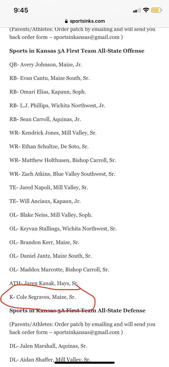 cole_segraves16's tweet photo. Extremely Blessed!

•2x 1st Team All-State Kicker

•3x 1st Team All-League https://t.co/j3EIUYtyxv