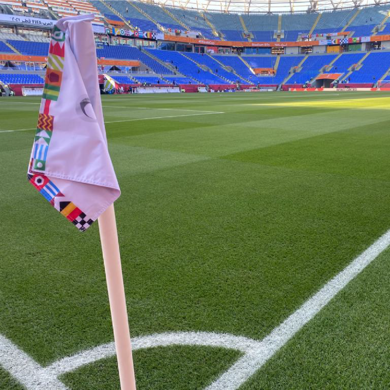 PitchmarkLtd's tweet photo. 📸 Some fantastic pictures of #Pitchmark paint used at Stadium 974 for the #FifaArabCup this week! 

We're always amazed to see our products used on the international stage 👏

Visit our website to learn more about Pitchmark's line marking paint and machinery 

#LineMarking