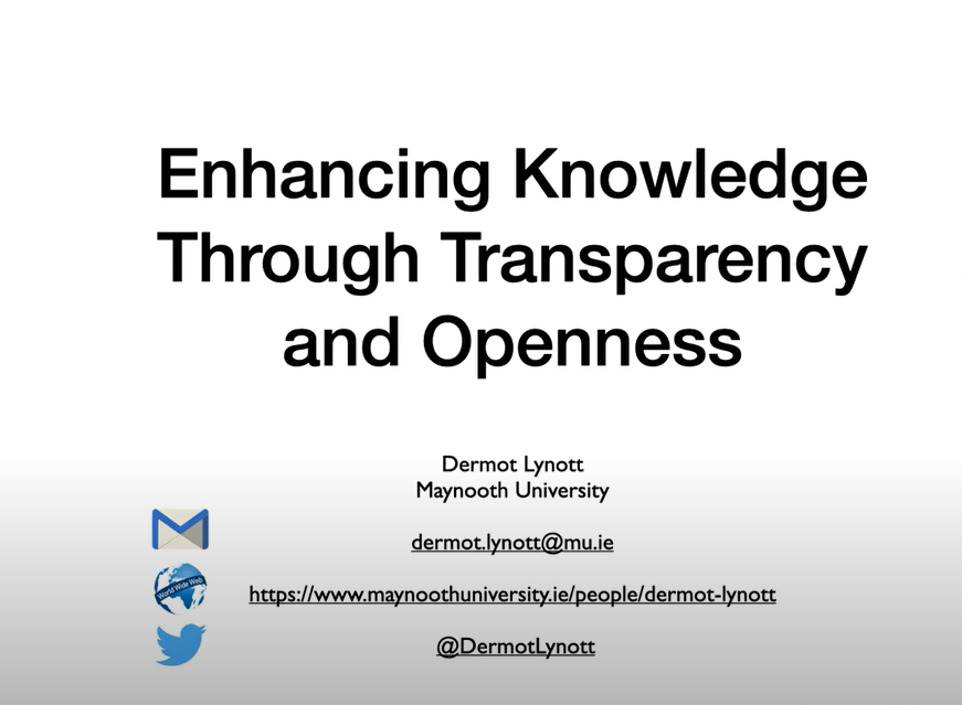 library_MU's tweet photo. An open science network for @maynoothuni? Check out @DermotLynott @mupsychdept talk ‘Enhancing Knowledge through Transparency and Openness’ given during #muresearchweek 2021 #openaccess #OAweek @library_mu @mu_research. Recording here https://t.co/RW3QNT9tKV https://t.co/dOxAFI1i3W