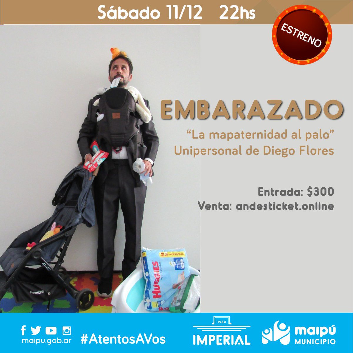 ✔️Diego Flores en su presentación, a través de la comedia y el humor, compartirá cómo fue su inicio de crianza compartida con su hijo, ya que fue padre por primera vez hace poco. 

¡Los esperamos!