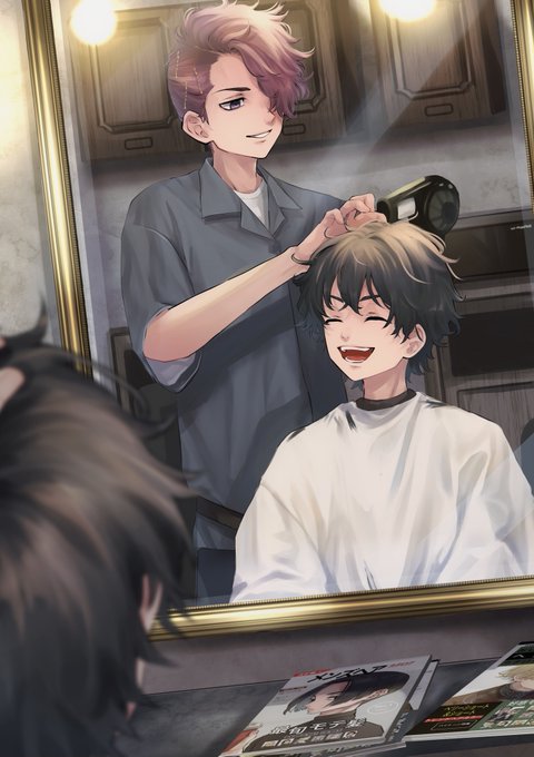 「鏡 ショートヘア」のTwitter画像/イラスト(人気順)