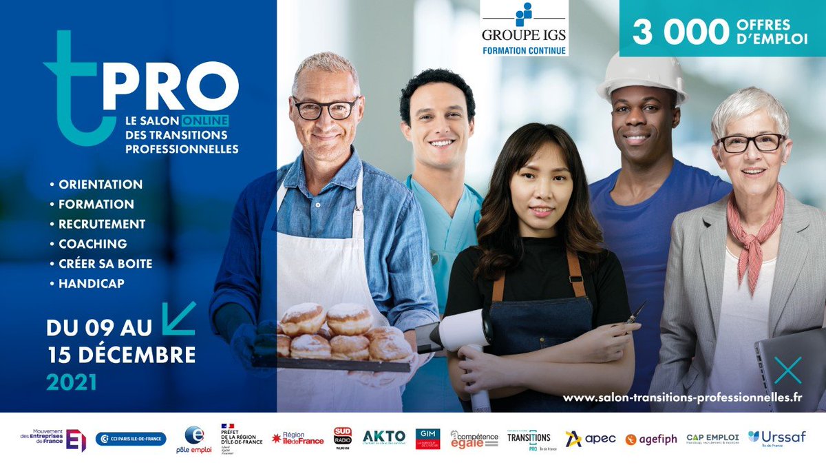 #TPro2021 | Retrouvez-nous au #salon des #transitionsprofessionnelles et repartez avec toutes les clés en main pour suivre votre #formation !
#Reconversion #transition #emploi