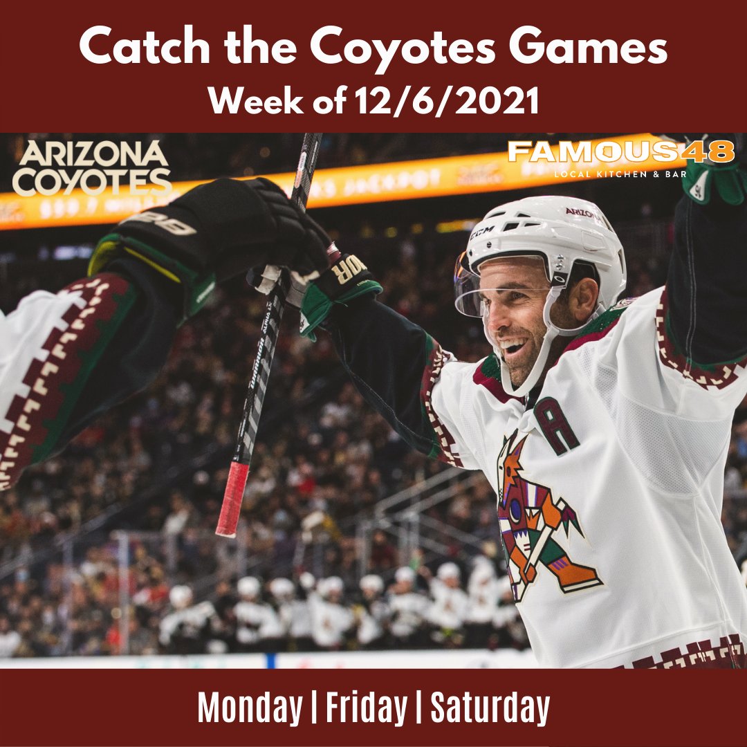 famous48az's tweet photo. Not sure where to catch the Arizona Coyotes and Phoenix Suns games this week? We've got your back!

#Famous48 #ArizonaRestaurant #Yotes #GoYotes #ArizonaCoyotes #PhoenixSuns #WeArePHX #TimeToRise #ValleyProud https://t.co/bDTLe0PY5G