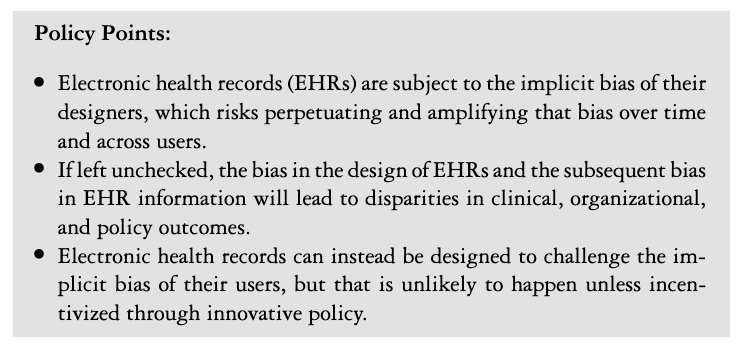 NateApathy's tweet photo. attn EHR researchers, new framework just dropped🚨!
by @RozierSJ, @kavitapmd &amp; @DoriCross in @MilbankFund 

expertly written description of the risks of bias inherent in EHR design and the ways health systems can use EHR design to counteract biases

paper: https://t.co/aZ3eGKe2ko https://t.co/91Gv8QlC5e