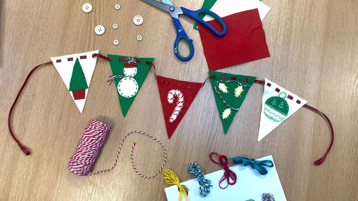 CovMuseumsLearn's tweet photo. Our December #CreateandCraft café is taking place tomorrow @The_Herbert, 10:30am - 12:00pm, welcoming over 60s to join us for relaxed crafting, a hot drink and cake. It provides a great opportunity to socialise with like-minded people. Join in for some festive bunting fun. https://t.co/9nYXf6Lssh