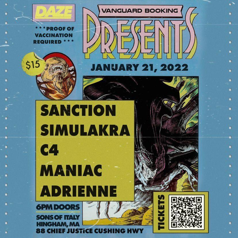 Sanction and Simulakra are hitting Mass on January 21st… tickets are on sale now. You should pick one up… shout out the homie Mixed Bill…