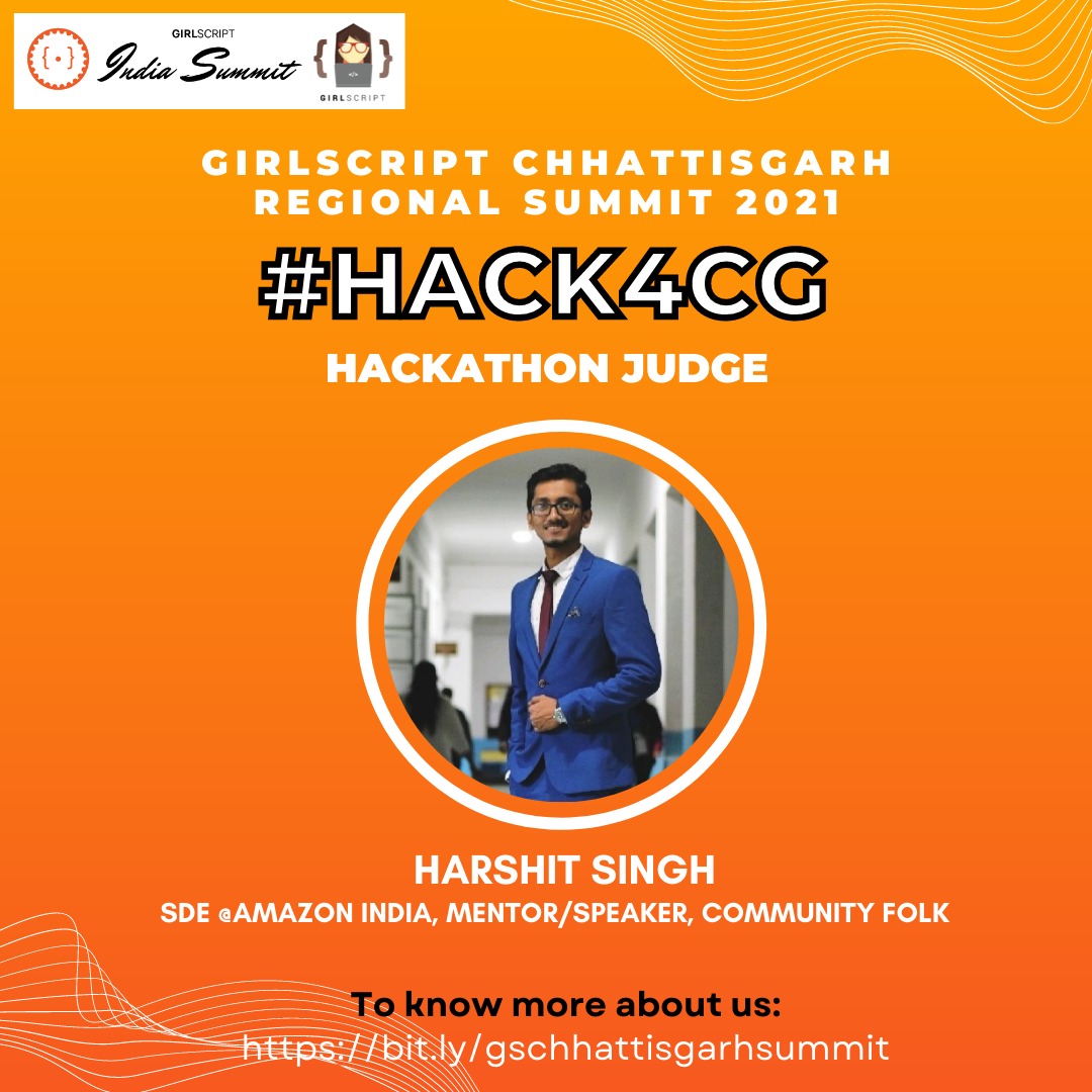 girlscriptdurg's tweet photo. ✨"The process of improving skills is down best through hands on project based learning"✨

Girlscript CG proudly presents mastermind and all round expert personality
Harshit Singh
_SDE@AMAZON India, skilled mentor, speaker &amp; community person_, as our judge in Hack 4CG. https://t.co/Kgi1TpiU2y