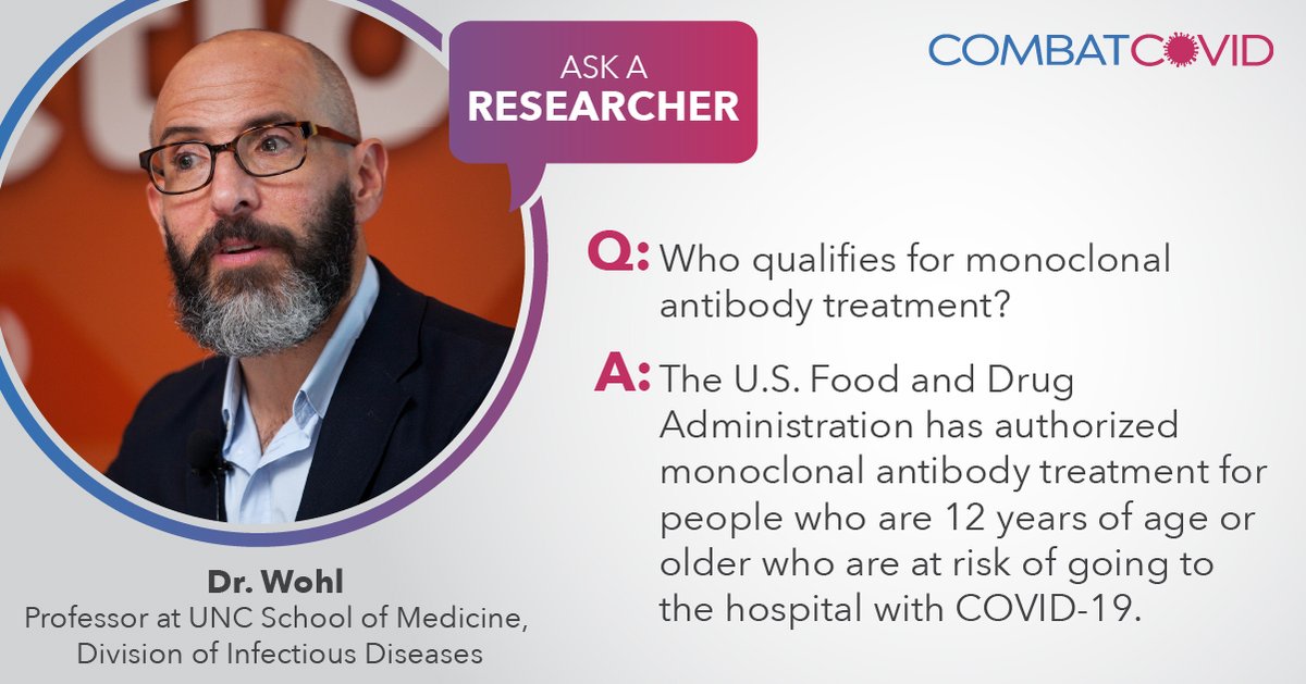 If you are 12 years or older, you could qualify for #monoclonalantibody treatment. To watch Dr. Wohl explain the criteria for monoclonal antibody treatment, visit bit.ly/3o1vfNh. Find a #mAb infusion center at go.usa.gov/xe88E. #CombatCOVID