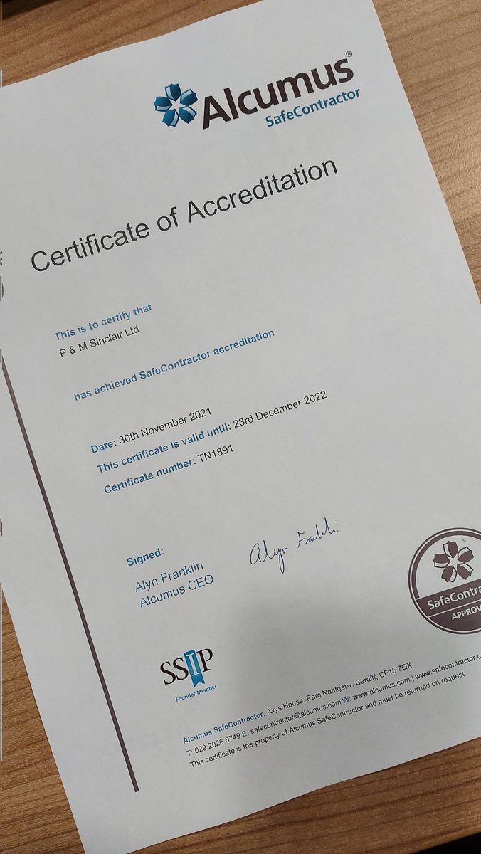 Delighted to have secured accreditation with @safe_contractor for another year. Thanks to our team for their continued commitment to health and safety 👏🏻👏🏻👏🏻 #safetyfirst #construction #safecontractor
