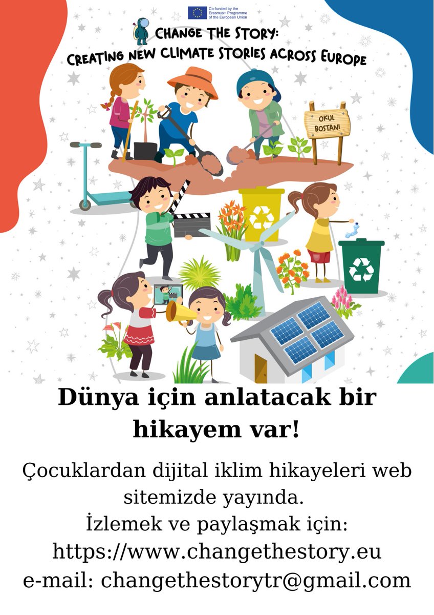 Çok heyecanlıyız.. Uzun bir yolculuğun ardından 21 dijital iklim hikayesi yayında! stories.changethestory.eu/turkey/
RT yaparak çocuklarımızın iklim hikayelerini yaygınlaştıralım. İklim krizini önlemek hakkında ve gelecekleri hakkında hikayeleri var! Seslerini duyuralım!