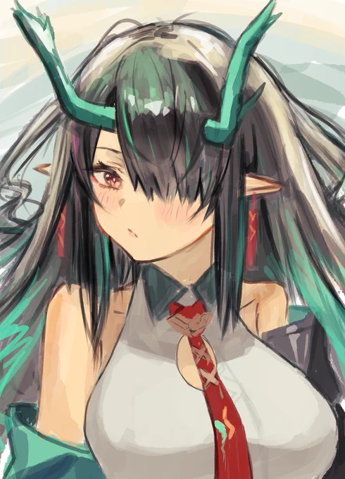 iPadでシーrkgk～🐉
やっぱタブレット系で描くの難しいねんな…🥺
#アークナイツ 
