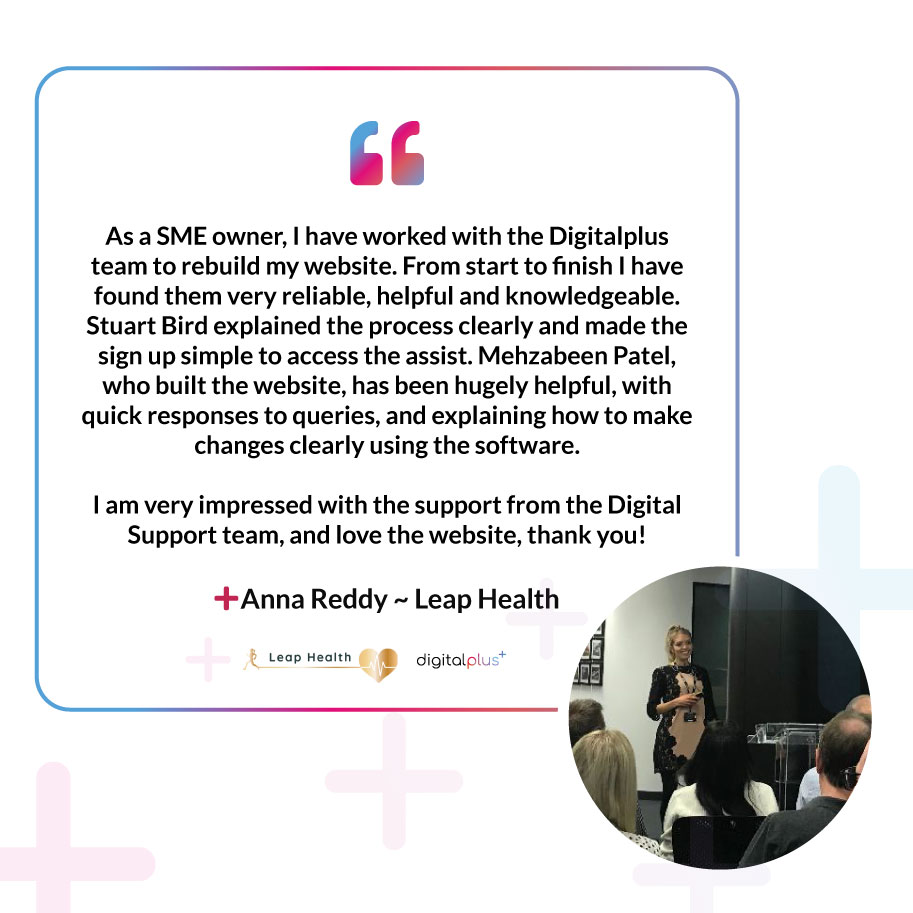 DigitalplusERDF's tweet photo. ✅Client Feedback

We worked with Anna Reddy, Director of Leap Health, to help improve her #WebsitePerformance. We assisted Anna to refresh her #contentStrategy and we optimised her website with an improved #design and #UserExperience 

#workplacewellbeing #productivity #health https://t.co/r5P47gVfIa