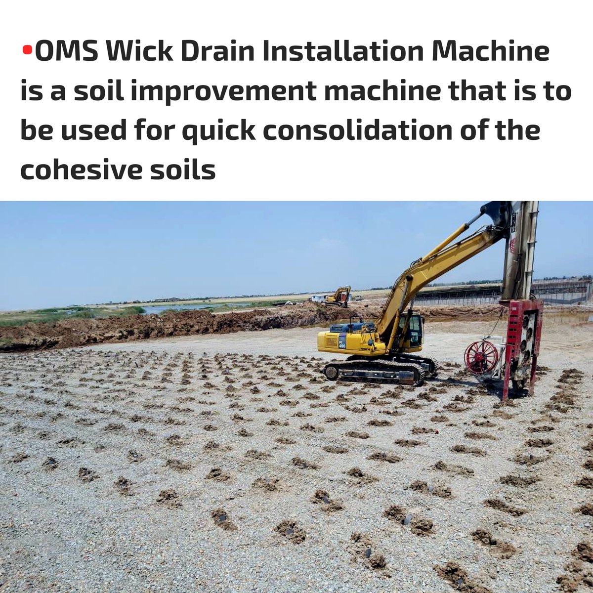omsvibro's tweet photo. 🗜⚙🔩
The #OMS #WickDrainInstallationMachine is produced to succeed in the project in a #shorttime and at a #lowcost.
For further information, please check the https://t.co/UcokL4lfbA or send an e-mail to oms@omsvibro.de
#WickDrain #wickdraininstallation #SoilImprovement https://t.co/79ROhJhUBG