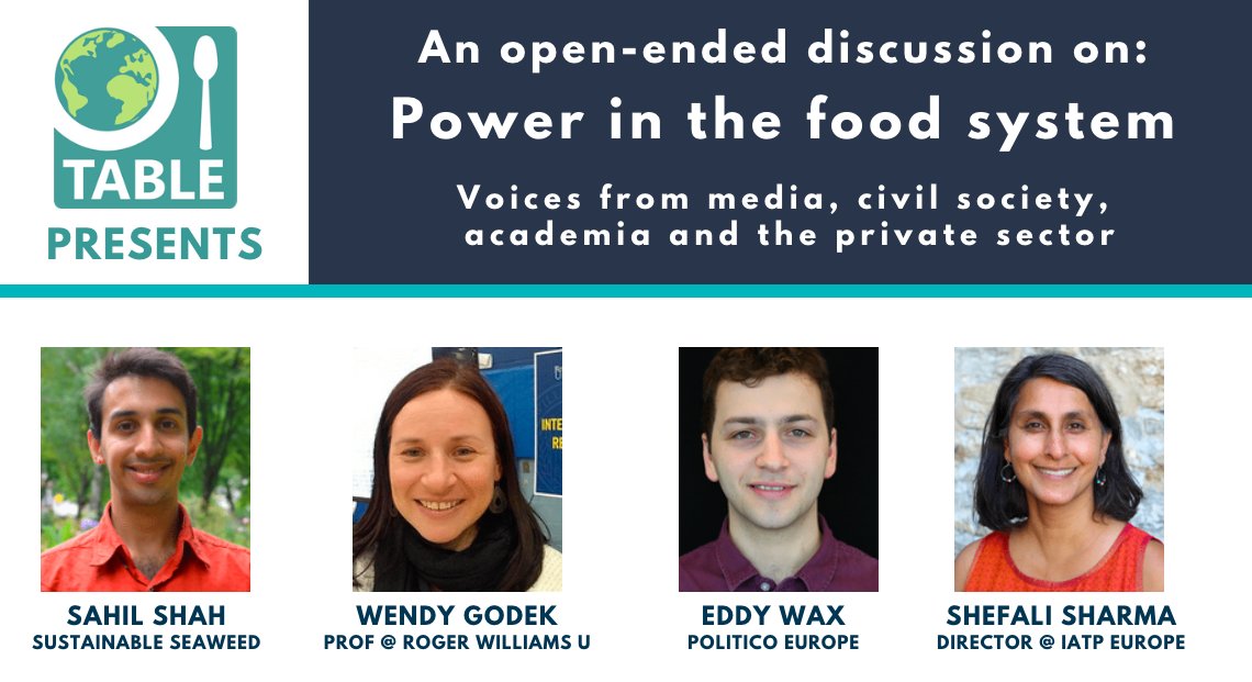 There's still time to sign up for our event this Wed 8 Dec: an open-ended discussion on 'Power in the food system', featuring Sahil Shah, Wendy Godek, <a href="/EddyWax/">Eddy Wax ✍️</a> &amp; <a href="/IATPEurope/">IATP Europe</a>. Read more and register here: tabledebates.org/events/power-f…