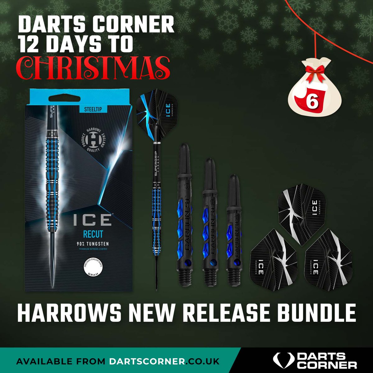 DartsCorner's tweet photo. Day 6 of our 12 days of Christmas comp! The winner is Davie McDowall! Todays prize is a @HarrowsDarts New Release Bundle (Ice-recut darts, Carbon ST Shafts Blue, &amp; clear Ice flights)! To enter like &amp; RT the original post! Good luck for tomorrow! #DC12days #darts #christmas2021 https://t.co/zAljJHROZe