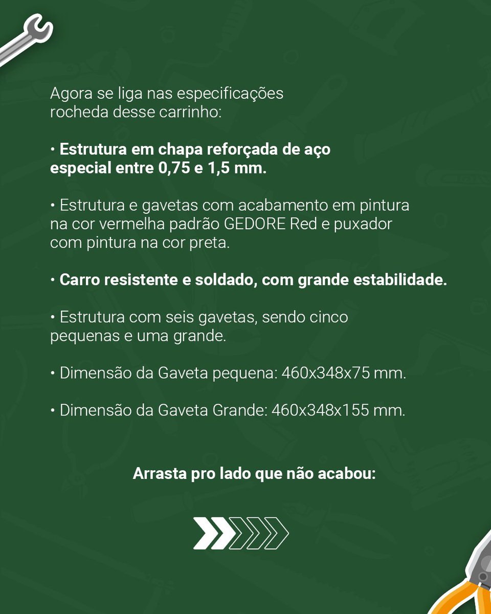palmaparafusos's tweet photo. Buscando por um carrinho de ferramentas resistente, bonito e que lhe permita guardar todas suas ferramentas? 🤔
O Carrinho GEDORED de 06 gavetas da @gedorebrasil é ideal para você. 😁
#palmaparafusos #napalmatem #carrodeferramentas #gedore #gedorered #oficina #mecanico #carro https://t.co/zvMUj5xiep