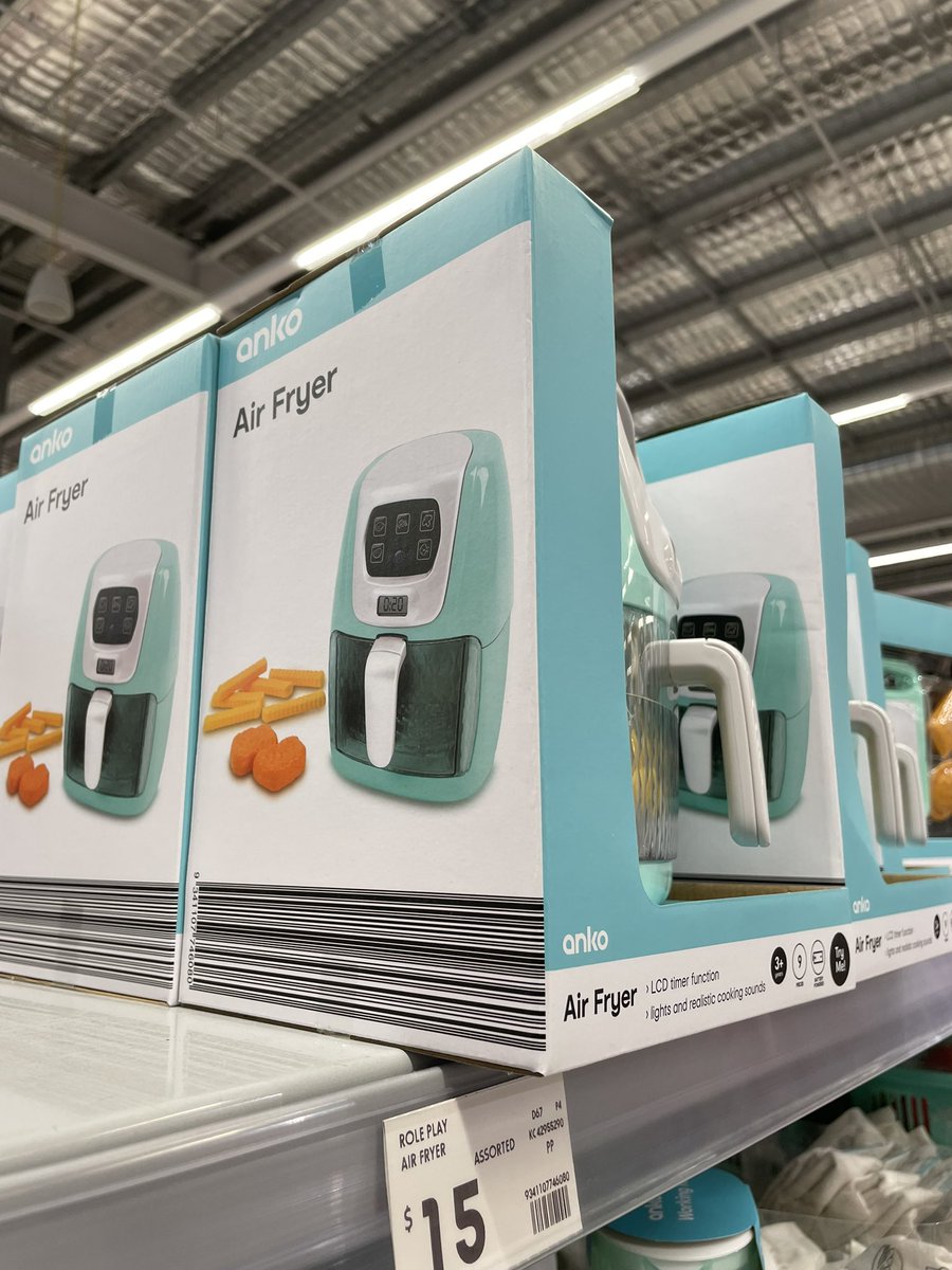 akaLonelyChild's tweet photo. I love going to the toy section of Kmart to see what’s hip with the kids. 
Apparently kids too like to work from home with an air fryer. https://t.co/g8VXtElTRv