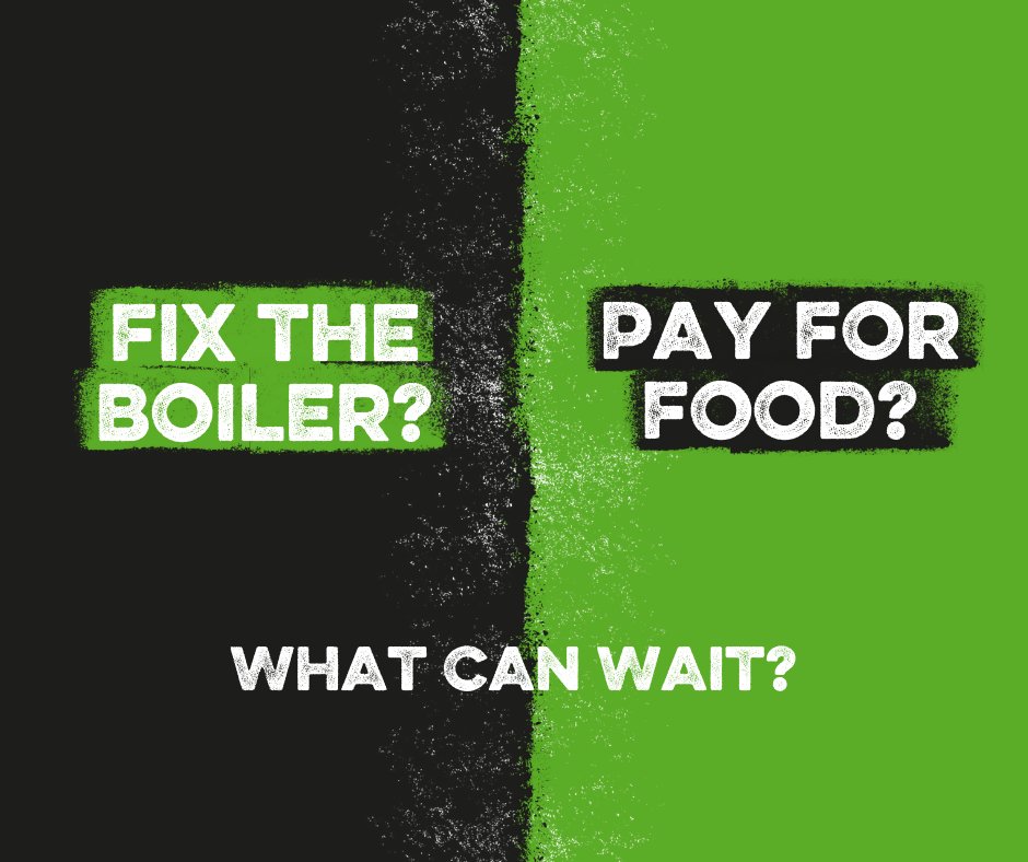 Fix the boiler or pay for food? You can go without, but how long will that last? This is the reality for many people across the UK. But you have a choice- to do something now to help make sure no one faces impossible decisions join @Trusselltrust : bit.ly/3FOjrEm