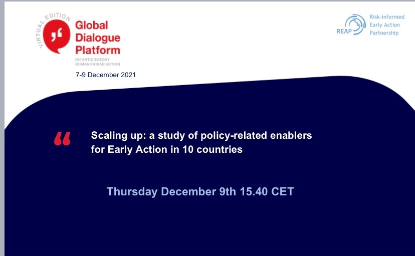 EarlyActionREAP's tweet photo. And on Thursday, December 9th we will finally presenting the findings of our in-depth analysis of policy enabling environments for early action in 10 countries across the world https://t.co/9psNa6AbDr
