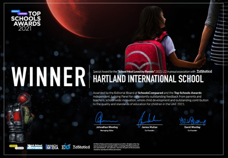 HartlandIntl's tweet photo. Hartland International has been awarded the @SchoolsCompared special award for the "School Most Loved by Parents" and we couldn't be more delighted! Thank you to our whole community for your support, we are beyond proud! @KHDA @BSMEorg @COBISorg @edarabia @WhichSchool_UAE https://t.co/TWPXXIemRY