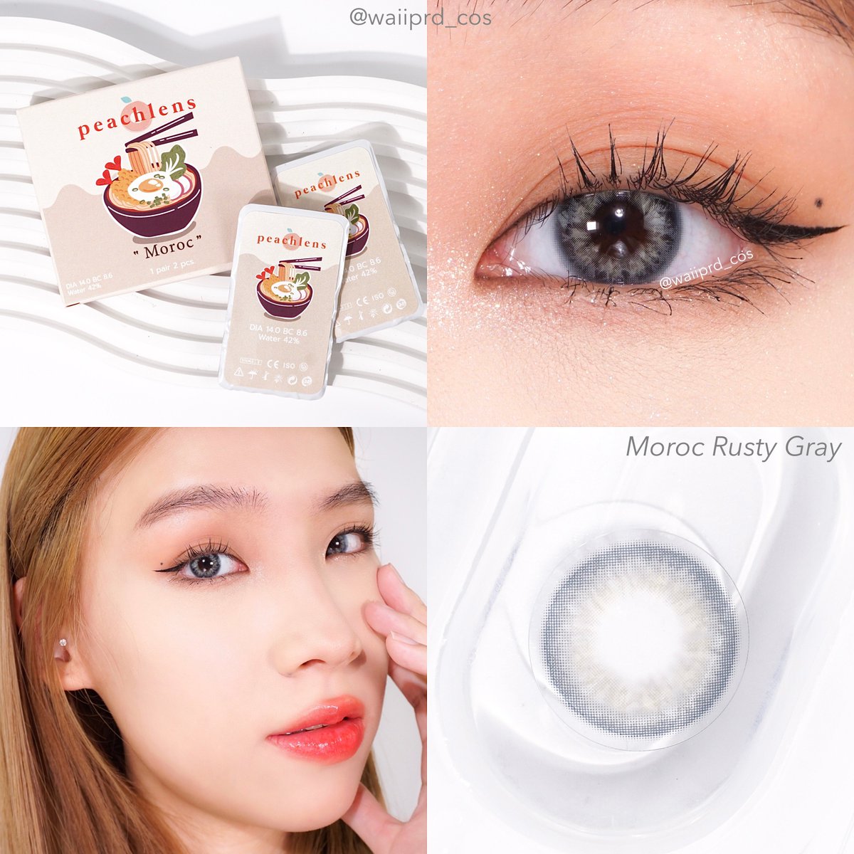 waiiprd's tweet photo. Moroc Rusty Gray สีเทาอมฟ้า สีนี้ลายชัดสุด ใส่แล้วฝอมากกก ตาเป็นประกายเลย แต่งตาแน่นๆปังแน่ https://t.co/YEDgkjrD2y