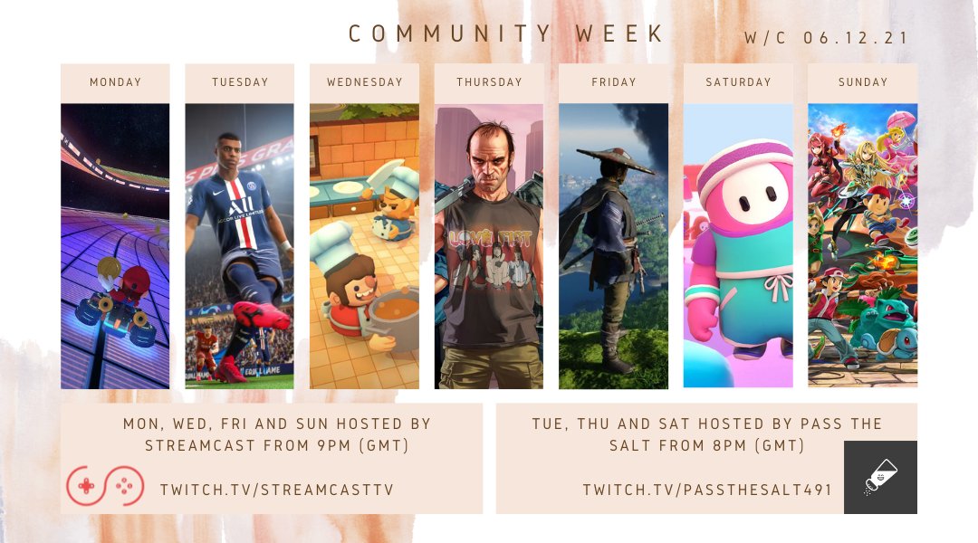 Streamcast_'s tweet photo. 📅 This week @Passthesalt6 and Streamcast will be giving you tons of fun that you can join in on!

Tonight we kick things off with #MarioKart!

Follow our great channels below:

https://t.co/vlglTjOJgv 
https://t.co/noQlKOszMJ

#Streamcast #Twitch #gaming  #Community #Christmas🎁 https://t.co/WKaFvVi4bC