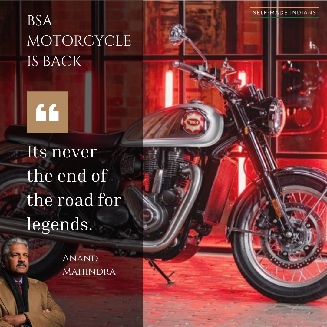 Mahindra Group chairman <a href="/anandmahindra/">anand mahindra</a> recently shared the big news on <a href="/bsamotorcycles_/">BSA Motorcycles</a> newly launched Gold star 650.
It's a comeback story like no other. 
BSA has launched it as a direct  competitor to Royal Enfield.

#anandmahindra #bsaisback #Omicron