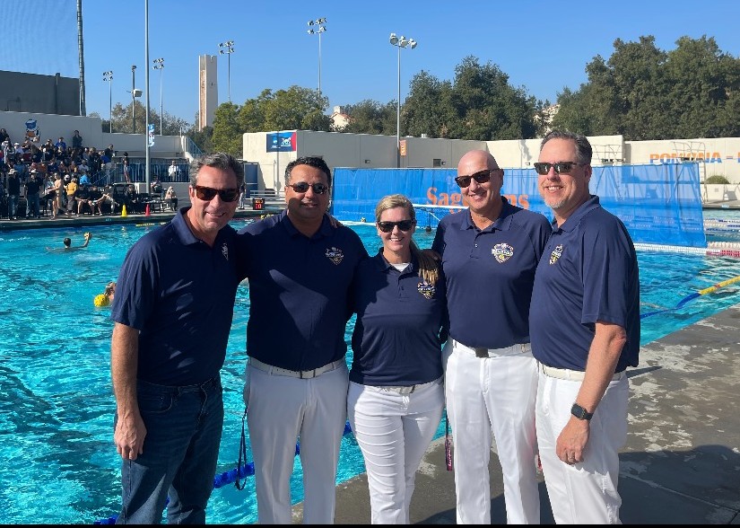 USAWPReferees's tweet photo. Great job by this All-Star crew at the @USAWP Division III National Championships. Big thanks to Mitch, Sergio, Tiffany, Tony, and Mike for their work! @NCAA_Water_Polo  @Coach_Abdou #refsquadgoals https://t.co/OOe5ctElGN