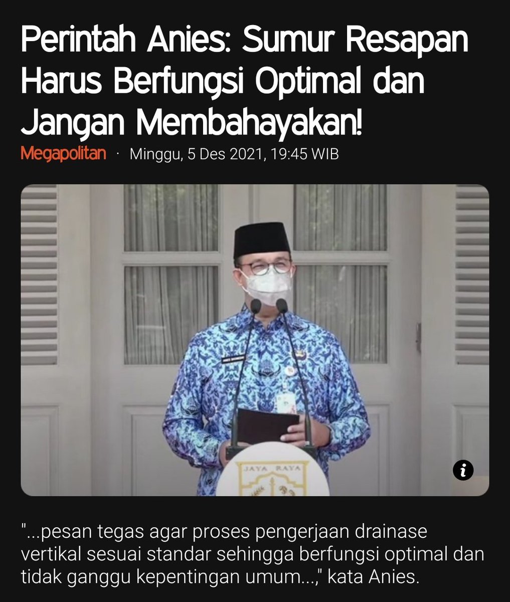 Penjilat  yang mengatakan sumur resapan ala ala udah sesuai standar pada mo nampol muka sendiri ato gimana nih..😂