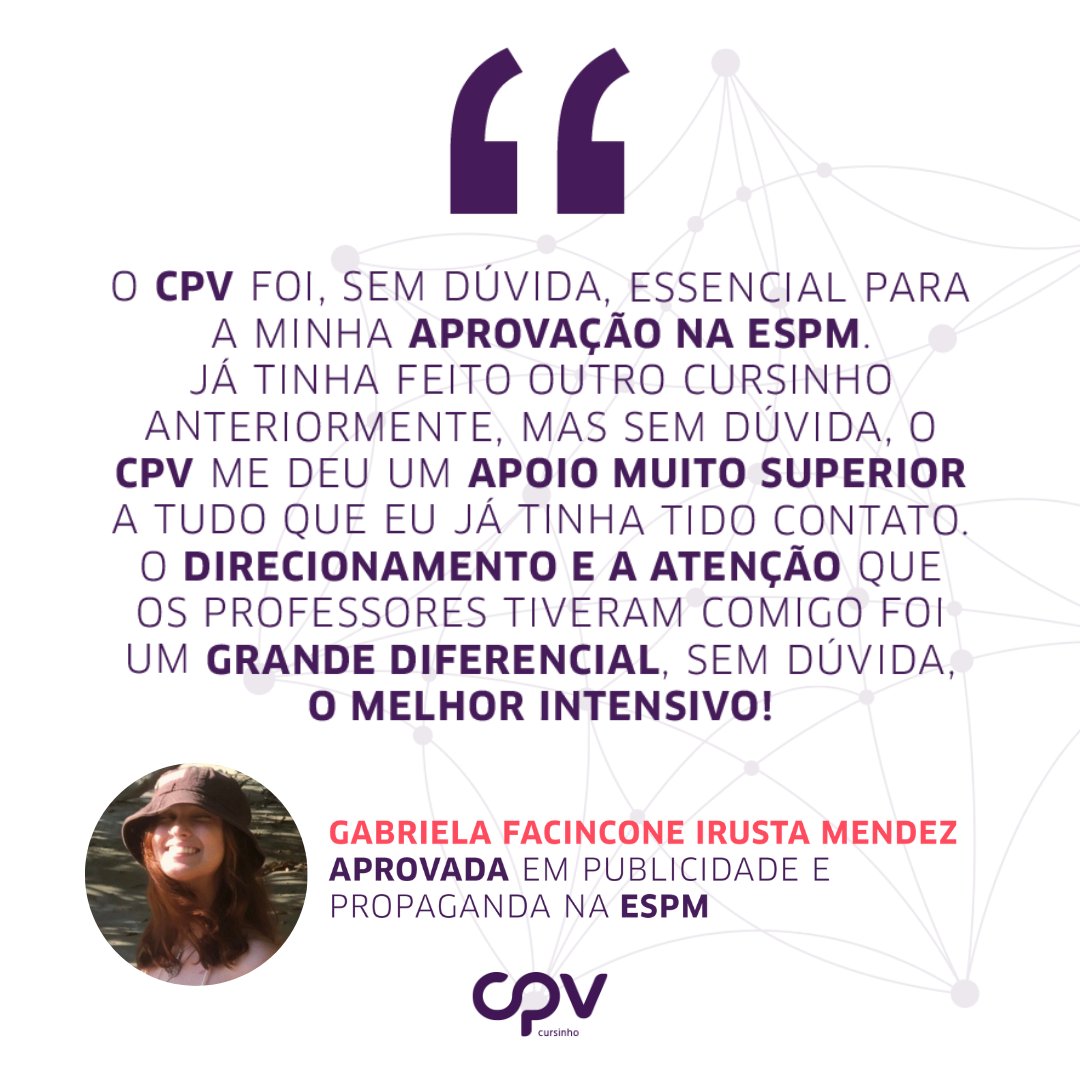CPVeducacional's tweet photo. Que conquista, Gabi!! Sua aprovação na @espm é mais que merecida!! Parabéns e que essa nova etapa seja maravilhosa! 🥰 #Cursinho #Vestibular #ESPM #SouCPV https://t.co/d6MCNDQ1mD