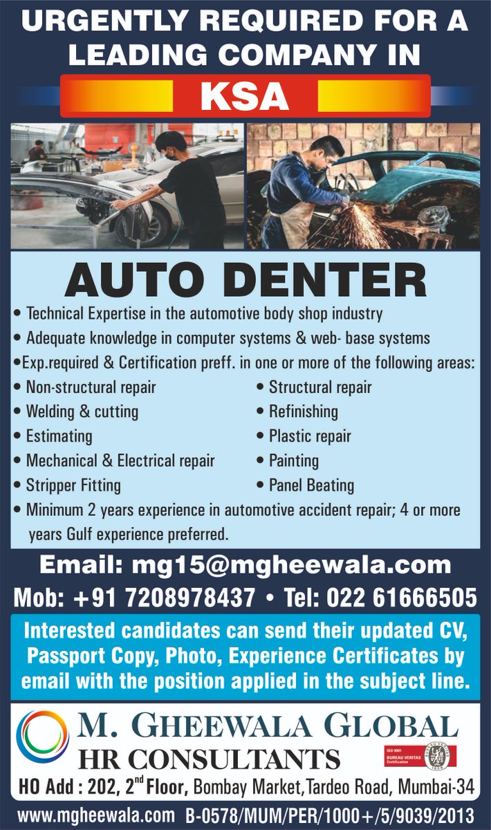 mgheewala_hrc's tweet photo. Job Vacancies in #SaudiArabia   

Interested Candidates can send us the updated resume at mg15@mgheewala.com

Learn More
https://t.co/Ps4bxvjpD1
#saudijobs #autodenter #JobSeekers #jobopportunities #leadinghrconsultants https://t.co/kqHwzEV9e6