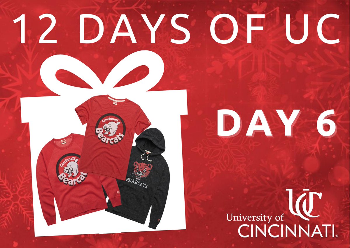 uofcincy's tweet photo. A prize pack from @HOMAGE is up for grabs in today's #12DaysofUC giveaway! Quote tweet this with why you love UC for a chance to win these retro items! https://t.co/jwmWXXohHs https://t.co/NgNxxrTdq7