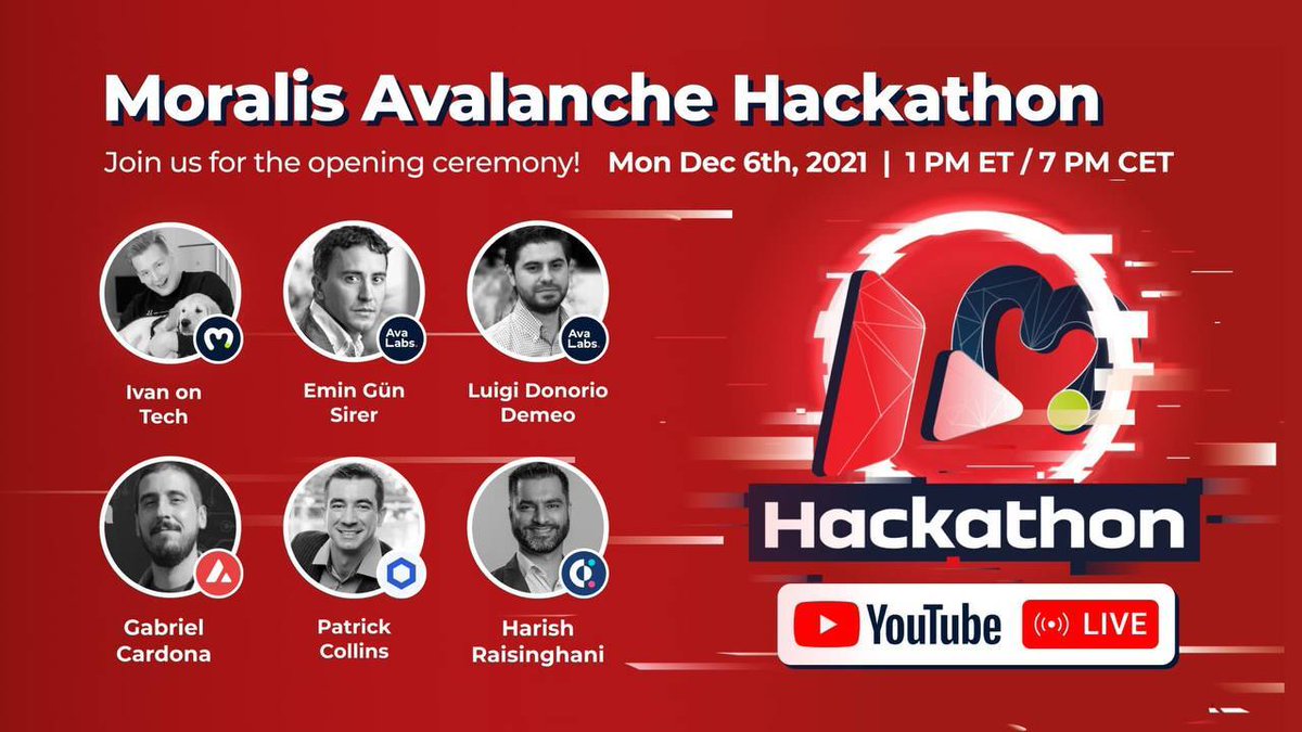 avax's tweet photo. The @MoralisWeb3 Avalanche Hackathon Opening Ceremonies kicks off today at 1p ET, featuring an official intro to the rules and special guest speakers!

Join the ceremonies today: https://t.co/Lmi6fGps27

Add the schedule of events to your calendar: https://t.co/aFgZBzbTPD https://t.co/xx7dW2oeKl