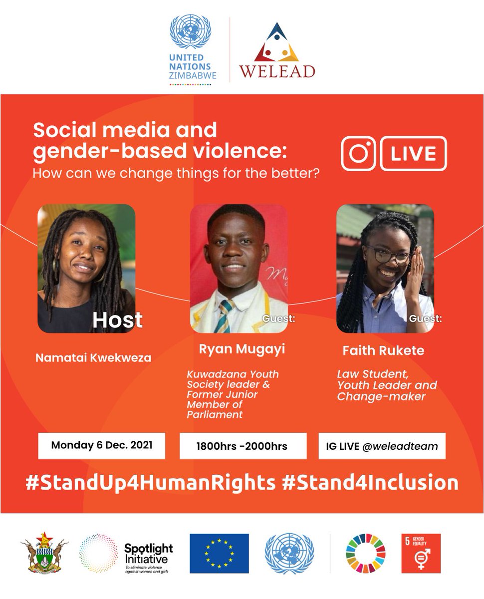 weleadteam's tweet photo. Today's session will be about "Social media and gender-based violence: How can we change things for the better?"

 @namataik_ will host @FreddyMugayi and @Faith_Rukete.

Monday, December 6th, 2021 18:00hrs C.A.T. https://t.co/egRpP7UO9d