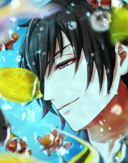 starrypalette_p's tweet photo. 馬酔木ヒカルさんによるファンアート
「アクアリウムに癒されるジンさん」
です!
#スタパレ　#スターリィパレット　#南鳥ジン https://t.co/fmKmeckonz
