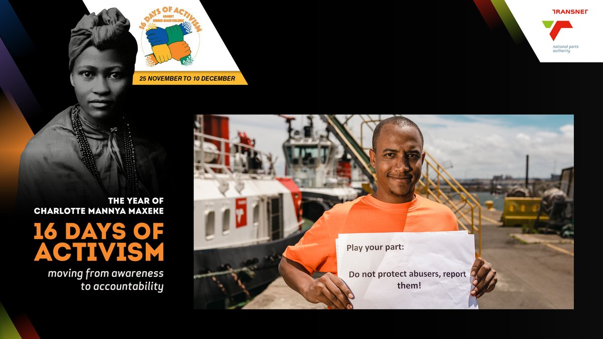 TransnetNPA's tweet photo. Let’s be GBV activists 365 days a year.
#PortofDurban #SayNoToGBV #MovingFromAwarenessToAccountability #SenzaKwenzeke #TransnetNPA https://t.co/Jh8uoFg4qG