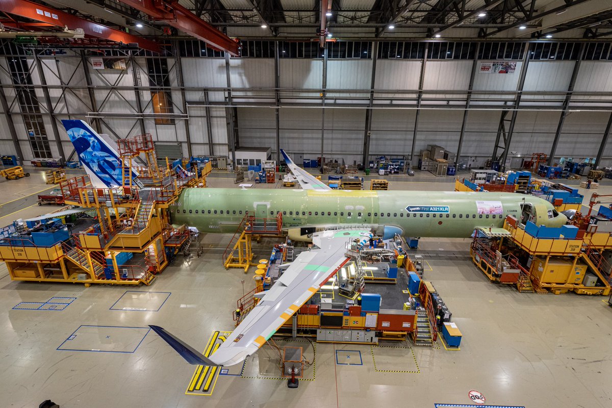 Airbus's tweet image. There's a new kid in town! The first #A321XLR flight test aircraft - MSN11000 - has now completed structural final assembly in Hamburg.
This aircraft will be joined by two others to complete flight testing and Type Certification programme. fly.airbus.com/31ARAc6