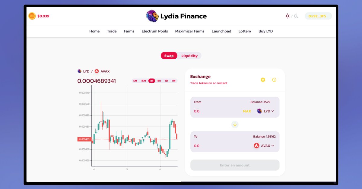 LydiaFinance's tweet photo. Red days. Green days. Progress never tires for a lion 🦁💪

We've updated the UI on our exchange tab allowing graphs for pairs. 📈🚀

Come check it out! 👀💯
https://t.co/TSIk4uqc5S https://t.co/HETW9VAbRf